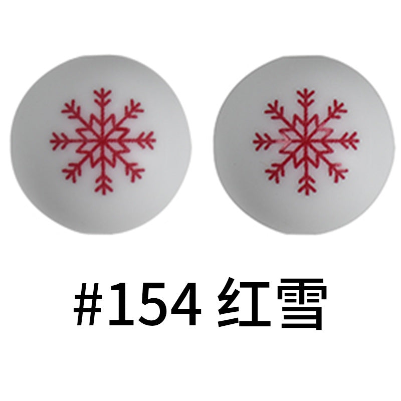 Wholesale 50pcs 16mm Print Silicone Beads Colorful Silicone Water Transfer Beads